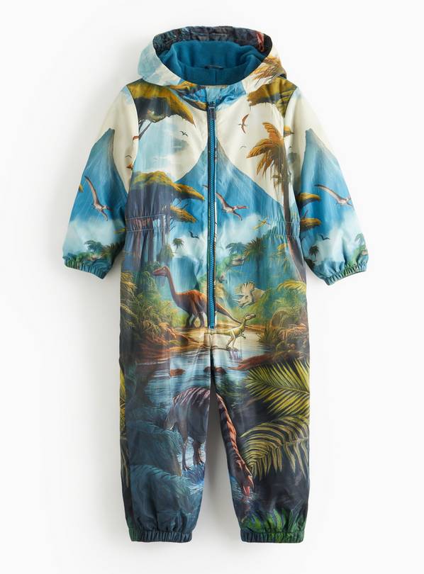 Dino Scene Fleece Lined Puddlesuit 1-2 years
